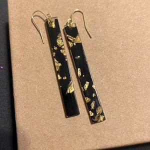 Acrylic bar black gold glitter earring